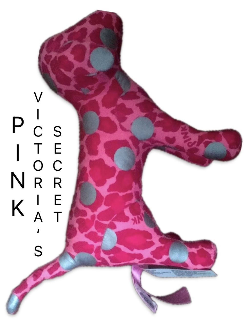 Victoria’s Secret PINK Classic Plush Logo  Dog
Pink Red Grey | NWT